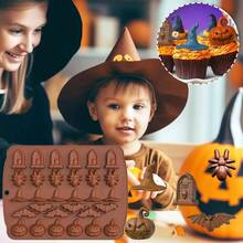 Molde de chocolate para Halloween, moldes de silicona de 30 cavidades para Halloween, molde de calabaza y caramelo, murcilago, sombrero de bruja, araa, moldes para hornear en forma de lpida para - No - Ver 6