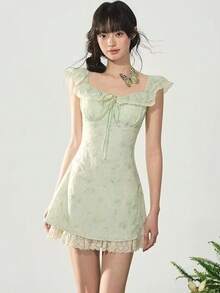 Women Short Dresses - Mint Green - View 1