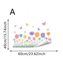 1/5入花朵窗貼 彩色野花蝴蝶靜電貼 可移除無膠 適用玻璃門 廚房 客廳 家用窗戶裝飾貼 - 彩色 - 查看 14