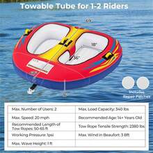 Inflatable Towable Tube For Boating With Drainage - Multicolor - View 6
