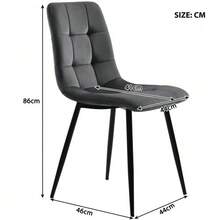 Dining Set (5 Pieces), Including A Table And Four Chairs, A Modern Kitchen Set, A Round Table 80 Cm In Diameter With Gold Metal Legs, A White MDF Top And Dark Grey Velvet Dining Chairs. - 彩色 - 查看 5