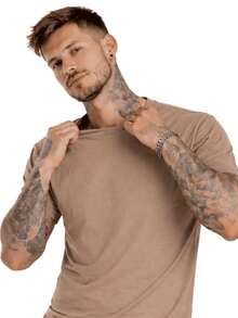 Men's Basic Casual Plain T-Shirt In Premium Combed Cotton, Sizes S To XL - Mocha Brown - View 3