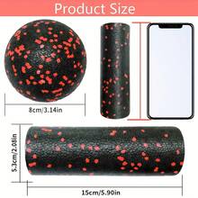 3pcs Mini Yoga Foam Roller Set - Mini Foam Roller, Muscle Massage Roller, For Post-Workout Muscle Relief, Deep Tissue Relaxation And Tension Release, Mini Foam Roller + Peanut Ball + Trigger Point Massager, Black/Blue - Multicolor - View 3