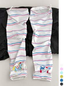 1 par de mangas protectoras de sol con rayas dulces para mujeres, mangas de hielo sueltas, delgadas y transpirables con protección UV para verano, para conducir y andar en bicicleta al aire libre, protectores de brazos - Ilustraciones y caricaturas - Ver 16