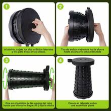 Taburete plegable extensible para exteriores, taburete plegable de viaje, taburete portátil para cambiarse de zapatos, taburete de camping de mano, taburete extensible arcoíris - Negro - Ver 6