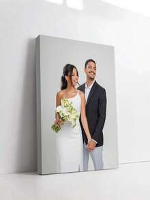 可客製化木框畫布牆面藝術 - 個性化家庭肖像與動作照片印製，適用於客廳、臥室或居家辦公室裝飾，溫馨空間點綴高品質複製畫，裝框畫布掛畫 - 彩色 - 查看 2