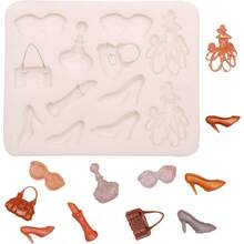 Moldes de fondant temticos de maquillaje, perfumes, vestido ceremonial, anteojos de sol, moldes de silicona, bolso de moda, tacones altos, lpiz labial, moldes de chocolate, para cupcakes, caramelo, - Cerdo (YN93) - Ver 1