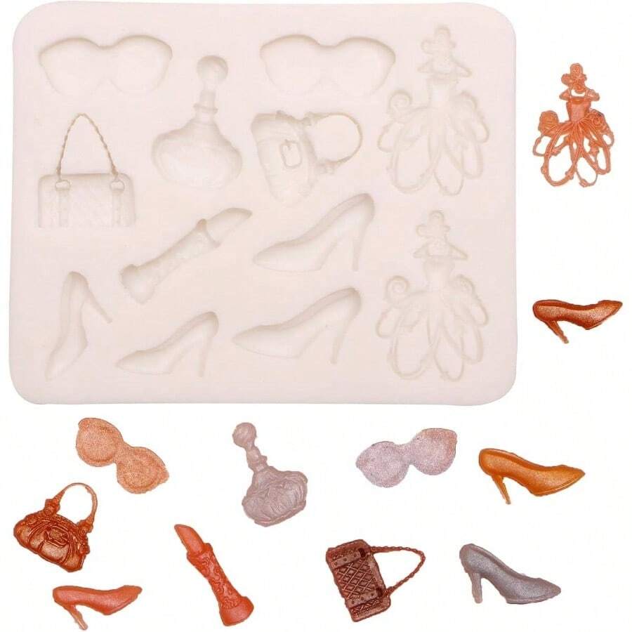 Moldes de fondant temticos de maquillaje, perfumes, vestido ceremonial, anteojos de sol, moldes de silicona, bolso de moda, tacones altos, lpiz labial, moldes de chocolate, para cupcakes, caramelo, - Cerdo (YN93) - Ver 1