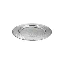 Platos Base de Acero Inoxidable Martillado de 13 Pulgadas, Juego de 6 Platos Base Plateados para Cena, Vajilla Redonda de Servicio - 6 piezas + Plata martillada - Ver 7