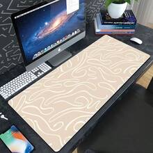 1pc Mouse Pad (Light Brown Smooth Curve Pattern) Durable Extra Large Non-Slip Rubber Desk Mat, Gaming Office Accessory Home Multifunctional Rectangular Esports Keyboard Pad, - Full Desk Coverage - PC Accessory - Laptop Mouse Pad | Student Supplies | Esports Gear | Office Accessory Perfect Holiday Gift - Light Brown Smooth Curves - View 6