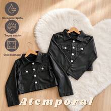 Girls' Modern Faux Leather Jacket, Sizes 2 To 10 Years - 黑色 - 查看 5