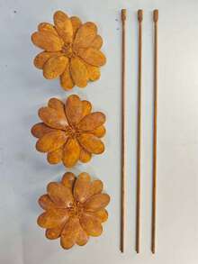 1/3pcs Rustic Floral Garden Planter Decor, Floral Gardening Decoration, Metal Yard Garden Decor, Wrought Iron Outdoor Patio Art, Suitable For Garden, Planter, Balcony, Fence Top Decor And Gifts - Rusty Flowers - View 7