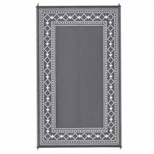 BouPower Waterproof Reversible Outdoor Rug For Patio, Modern Bordered Plastic Straw Mat,Easy To Clean, Portable For RV, Deck, Balcony, Backyard, Picnic, Beach - Gray 9*18ft - View 10