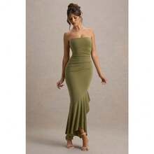 Vestido Gala Bandeau Liso Sensual Nuevo - Verde - Ver 5