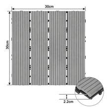 Dalles de terrasse en WPC 30x30cm pour balcon, lot de 11 avec système de clipsage, 1㎡ de revêtement de balcon, dalles de sol pour balcon et jardin, gris foncé/gris clair/marron/marron café - 11 pièces de 30*30 cm - Voir 13