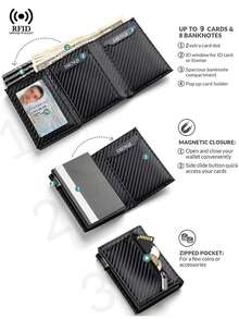 男士 RFID 智能錢包,彈出式金屬信用卡夾,零錢包,銀行卡夾,PU 皮超薄錢包 - 彩色 - 查看 5