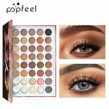 POPFEEL 眼影彩妝套組 - 40色中性眼影盤（霧面 & 閃亮）附8件組彩妝刷，高顯色不褪色易暈染眼部化妝品，適合女性女孩，完美適用春夏，Y2K時尚風格，生日、母親節禮物、電音節慶派對首選最佳配色 - 棕色 - 查看 6