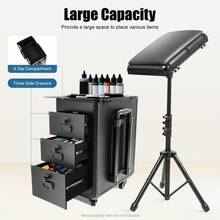 TFCFL 1 Pcs Black Rolling Makeup Case With 3 Side Drawers, Makeup Case With 4 Universal Wheels, Manganese Steel Makeup Case With Combination Lock For Make-Up Artists From Beginners To Professionals-Gift For Family, Friends, Birthdays, Mother's Day - View 1