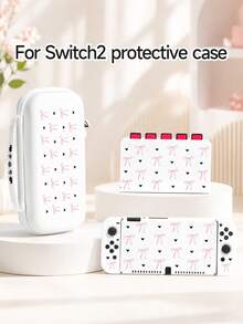 適用於 Switch 第二代 (2025) 的保護殼，1 個粉色蝴蝶結 & 黑色心形圖案保護殼，適用於 Switch 2/Switch NS/Switch OLED/Lite，Switch 遊戲機配件，全套，收納袋，卡槽底座外殼，Switch 保護殼，適合 Switch 玩家的最佳禮物 - 彩色 - 查看 1