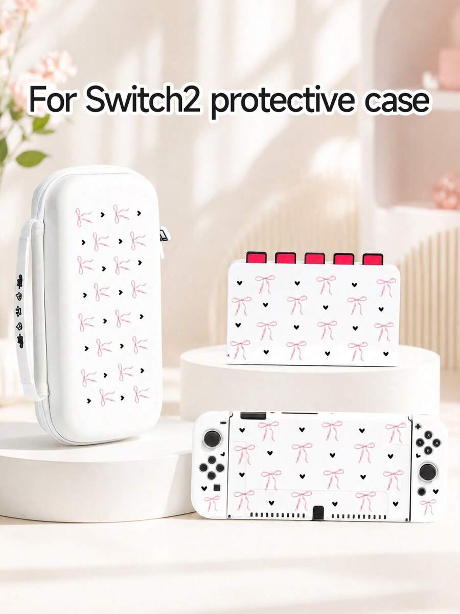 適用於 Switch 第二代 (2025) 的保護殼,1 個粉色蝴蝶結 & 黑色心形圖案保護殼,適用於 Switch 2/Switch NS/Switch OLED/Lite,Switch 遊戲機配件,全套,收納袋,卡槽底座外殼,Switch 保護殼,適合 Switch 玩家的最佳禮物 - 彩色 - 查看 1