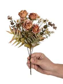 1/3/60 pezzi profumo di rose artificiali vintage con bordi bruciati, fiori finti di alta qualità anti-ossidazione con tocco realistico, decorazione per la casa per tavolo del soggiorno, giardino esterno, scene di matrimonio e fidanzamento - Marrone arancio - Visualizzare 7