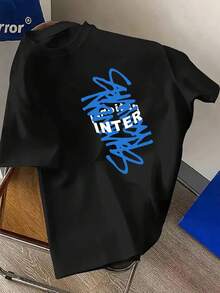 Christmas 1-Piece, Men's Size-Up T-Shirt, Urban Style With Hand-Written Graffiti Print Of INTER. Hot Item - White - View 8