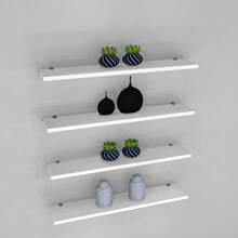 kit 4 Prateleiras Decorativas Grandes Nicho 60 x 15 MDF - Branco - Visão 2