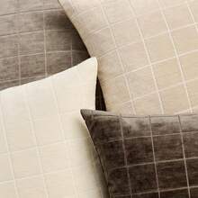 (1Pc,2Pcs Available)Decorative Chenille Check Throw Pillow Covers Vintage Plaid Couch Pillows 18x18 Inch Neutral Boho Farmhouse Cushion Covers Modern Spring Coastal Decor For Sofa Bed Living Room Blue - Beige - View 7