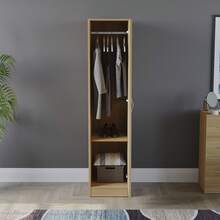 Home Discount Vida Designs Riano 1 Door Wardrobe Storage Organisation Bedroom Furniture Tall Lone Standing Cupboard Easy To Build MDF - Pine - Pine - View 5