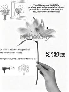 MEHELANY 12/1支粉色人造百合花，仿真花飾，適用於家居裝飾、花束、婚禮新娘禮物、生日派對用品、桌面裝飾、庭院裝飾、婚禮裝飾、手捧花，秋季感恩節豐收季節房間裝飾，人造百合花（易壓縮，可恢復） - 玫紅色 - 查看 10