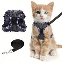 Conjunto de arnés y correa para perro con patrón sin tirones - Ligero, suave y ajustable, adecuado para perros pequeños, medianos y cachorros - Multicolor - Ver 10