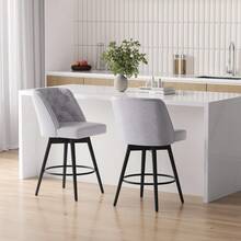 Modern 360° Swivel Bar Stools Set of 2 – Upholstered Performance Fabric, Counter Height Chairs with Back – Comfortable Support for Kitchen Island, Dining Room, or Bar, Deep Gray - Hellgrau - Übersicht 7