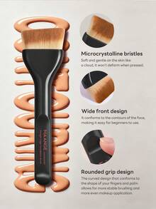 MAANGE 1pc Professional Straight Edge Foundation Brush, Soft Fiber Makeup Brush, Portable, Travel Essential, Gift For Women/Girls - Black - View 4