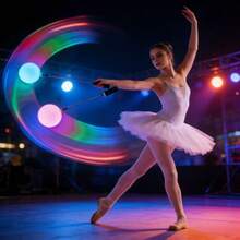 Bola de Poi con Luz LED Suave, 9 Modos de Luz Dinámica, Degradado Arcoíris, Rotación de Parpadeo de Alta Velocidad, Accesorio de Baile Brillante y Duradero, Regalo de Navidad Perfecto para Adultos, Principiantes y Artistas Profesionales - 2 unidades - Ver 6