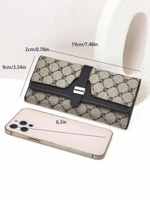 Women's Long Wallet Patchwork Printed Pattern Handheld Wallet Minimalist Multifunctional Wallet - Black - View 4