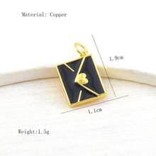 1 pieza colgante premium de cobre con microincrustación de circonita, estilo nuevo personalizado hip-hop, sobre con ojo malvado, serie negra, accesorio versátil hecho a mano para pulsera, collar, bolso y pendientes DIY - Multicolor - View 21