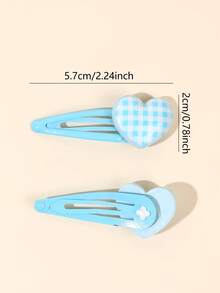 10 piezas Clips BB de corazón color pastel para niñas, clips de pelo de corazón a cuadros kawaii, lindos clips de pelo con broche, regalo para niñas, barrettes, tocado para uso diario y fiestas, accesorios para el cabello de adolescentes - Multicolor - Ver 8
