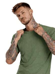 Men's Basic Casual Plain T-Shirt In Premium Combed Cotton, Sizes S To XL - 綠色 - 查看 4