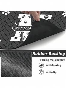 Personalized Custom Absorbent Dog Food Mat, Dog Feeding Mat, Pet Paw Print Pattern, Personalized Dog Food Mat With Pet Name, Personalized Dog Mat, Can Be Customized According To Your Dog's Name, Perfect For Protecting Floors And Keeping Feeding Area Clean - Multicolor - View 5