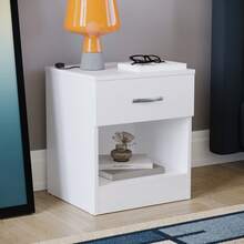 Home Discount Vida Designs Riano 1 Drawer Bedside Chest Cabinet Table Nightstand Coffee Sock Drawers Storage Organisation Display - White - White - View 11