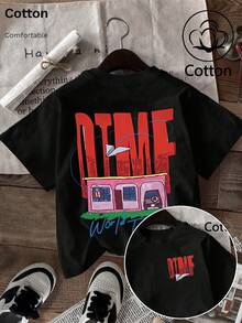 Puerto Rico Bunny "DtMF" Estampado Único de Rana Divertida, Top Largo Oversize Primavera/Verano 2026, Top de Verano para camisola - Negro - Ver 1
