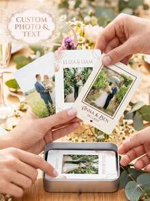 Custom Wedding Photo Playing Cards, Can Be Printed With Names And Dates, Featuring Matte Geometric Patterns. Ideal As Wedding Favors And Anniversary Gifts For Newlyweds And Couples, Perfect For Bridal Showers And Game Nights. - Multicolor - View 1