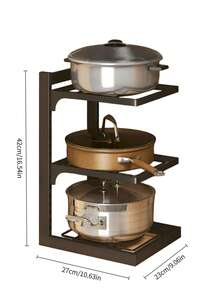 2/3 Tier Pot And Pan Storage Rack, Under Sink Cabinet Hanging Kitchen Utensil Holder, Suitable For Kitchen Countertop, Cabinet Door And Other Locations, Convenient For Organizing Pots, Pans And Lids - Multiple Specifications - View 10