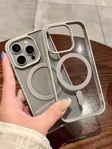 Transparent Magnetic Phone Case, Compatible With 17 Pro Max, 16, 15, 14, 13, 12, 11 Pro Plus Max, Mini 7, 8, SE, 16e, 7P, X, XR, Xs Max, Shockproof Protective Cover, Compatible With Samsung S25 Ultra, S24 Ultra, S23 FE, S22+ - Light Grey - View 3