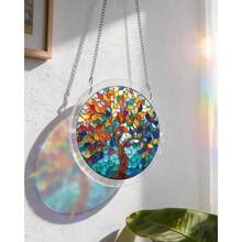 Acrylic Puzzles Suncatcher Window Hanging, 83 Pieces 7.4 Inch Sun Catcher Acrylic Puzzles Garden Decoration For Women Men Mom Birthday Gift Home Decor (Dawn Flower) - 發光葉樹 - 查看 5