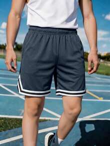 1 Peça Shorts Casuais, Confortáveis, Simples, Versáteis e Elegantes para Exercícios Externos, Verão, para Meninos Adolescentes - Chumbo - Visão 9
