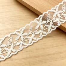 2.8cm 花卉刺繡網眼蕾絲飾邊緞帶 - A730 - 查看 11