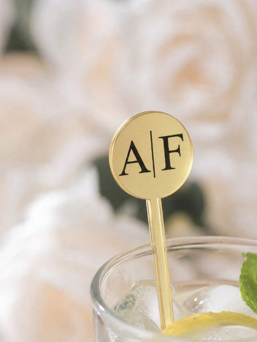 Personalized Wedding Drink Stirrer, Wedding Party Decoration, Cocktail Stirrer, Wedding Coffee Stirrer (Gold) ,Forever Love, Chic & Elegant, Anniversary