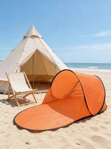 1pc Foldable Beach Camping Tent - Spacious Outdoor Sunshade Tent With Storage Bag, Suitable For Family And Friends, Blue Triangular Design, Polyester Material, Perfect For Beach, Camping, Hiking, Camping Essential - A - View 14