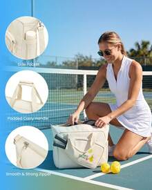 SOMAGO Pickleball Bag Gym Bag With Shoe Compartment Pickleball Tote Bags For Women Men Duffle Bag With Paddle Compartment Travel Sports Weekender Bag - Beige - View 5